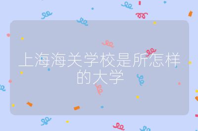 上海海关学校是所怎样的大学