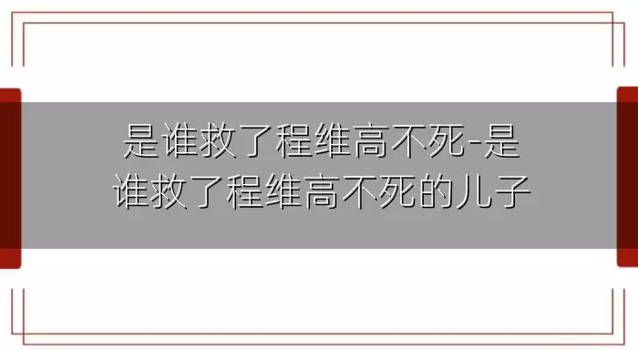 是谁救了程维高不死-是谁救了程维高不死的儿子
