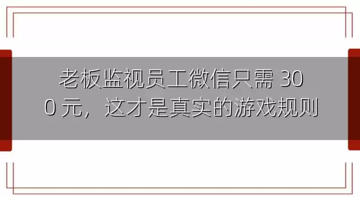 老板监视员工微信只需 300 元，这才是真实的游戏规则