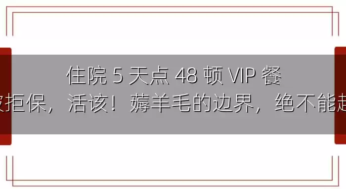 住院 5 天点 48 顿 VIP 餐被拒保，活该！薅羊毛的边界，绝不能越！