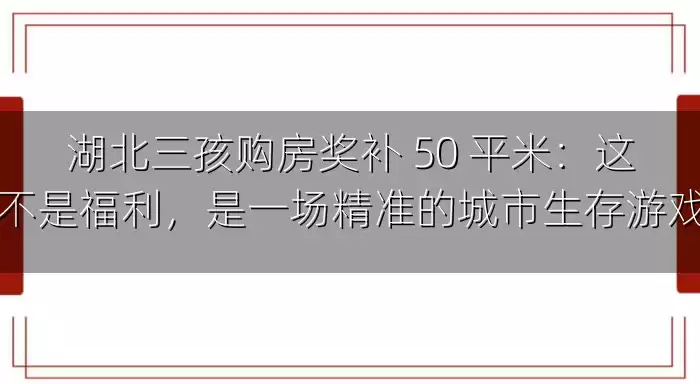 湖北三孩购房奖补 50 平米：这不是福利，是一场精准的城市生存游戏