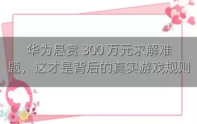 华为悬赏 300 万元求解难题，这才是背后的真实游戏规则