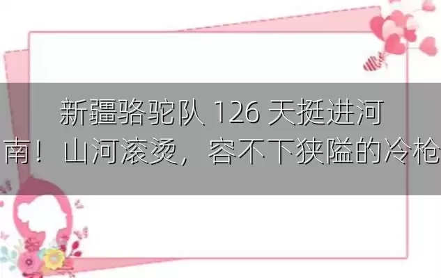 新疆骆驼队 126 天挺进河南！山河滚烫，容不下狭隘的冷枪