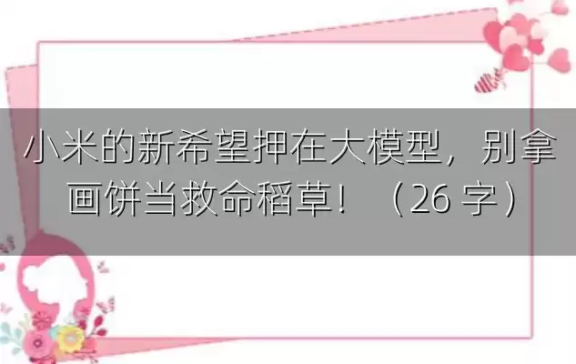 小米的新希望押在大模型，别拿画饼当救命稻草！（26 字）