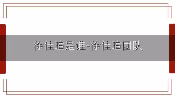 徐佳暄是谁-徐佳暄团队