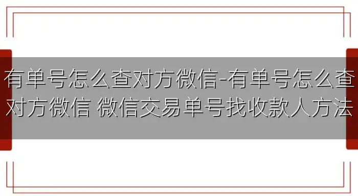 有单号怎么查对方微信-有单号怎么查对方微信 微信交易单号找收款人方法