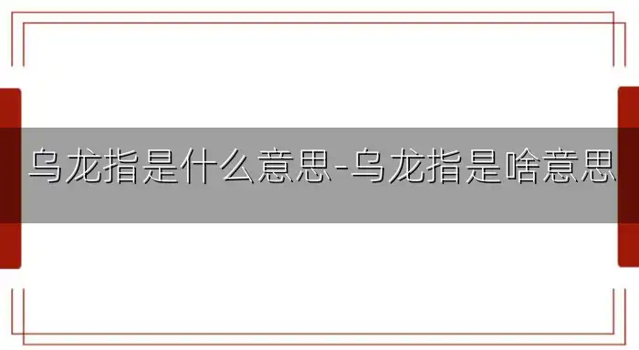 乌龙指是什么意思-乌龙指是啥意思
